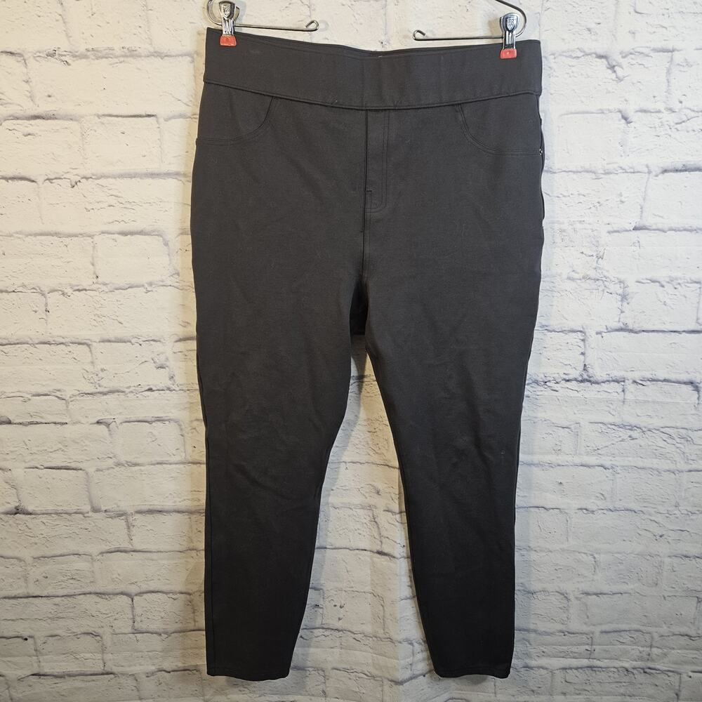 SPANX JEAN-ISH ANKLE Gray Pull On Shaping Stretch Denim Legging Jogging Sz 1X